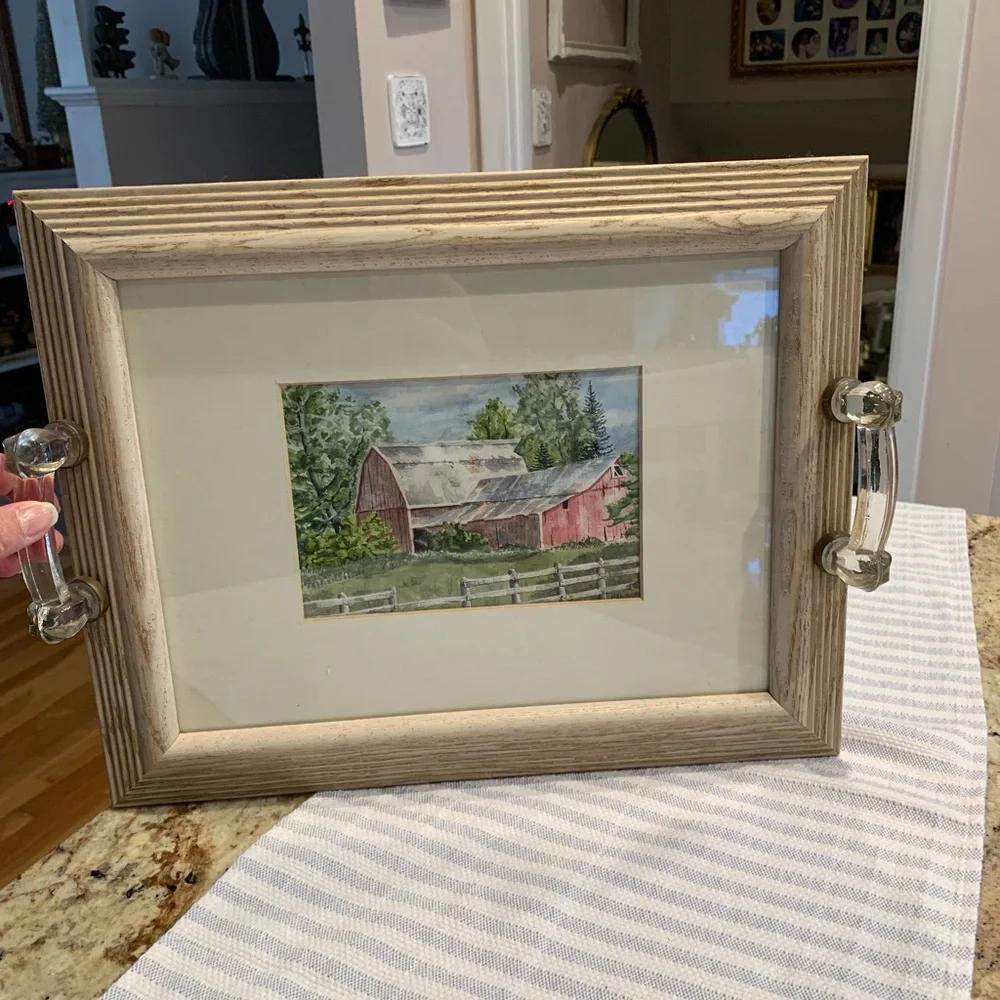 Vintage Picture Frame Tray with Handles